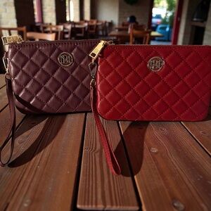 Badgley Mischka Quilted Leather Wristlet - Burgundy and Red (2wristlets)